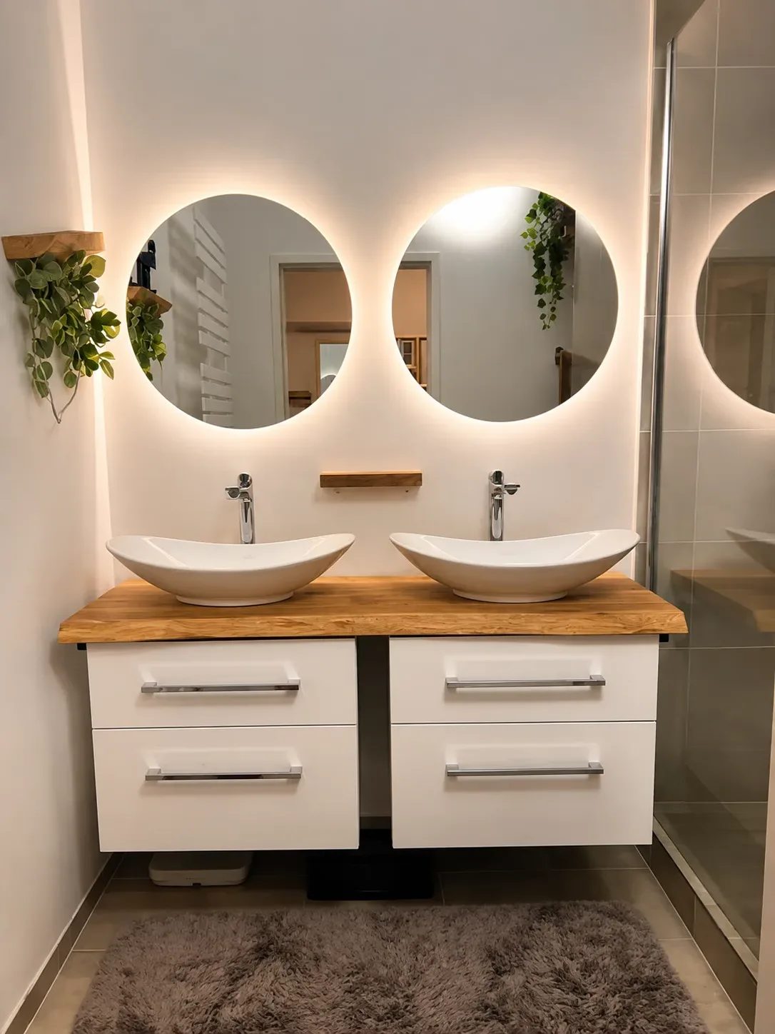 Badezimmer mit Doppelwaschbecken