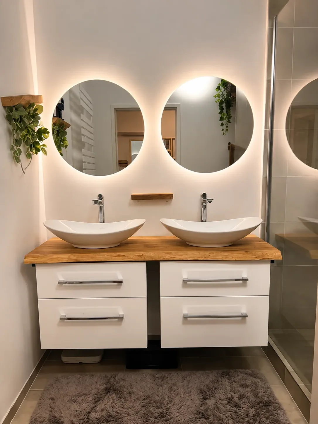 Badezimmer mit Doppelwaschbecken